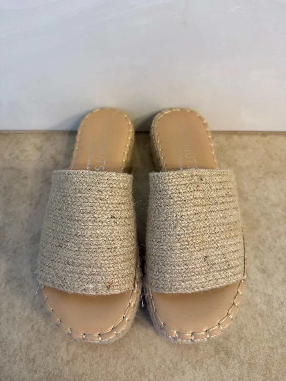 Coconuts by Matisse Natural Tan Jute Platform Slide Sandals